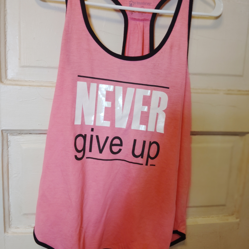No Boundaries Pink Tank Top with Motivational Print